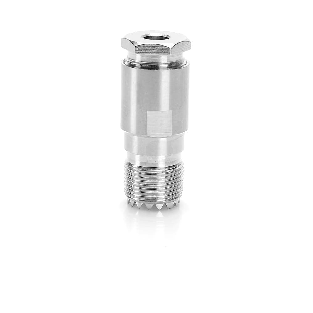 Gniazdo UHF skręcane na kabel RF-5, H-155 itp. (gniazdo SO-239 na przewód, do wtyku UC-1) PTFE/GOLD RADIORA