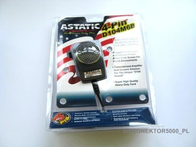 Astatic D104 M6B - mikrofon z wkładką ceramiczną oraz wzmocnieniem - wersja 6-PIN CRE 8900, Alinco DR-135-DX, AT-6666, CRT 9900