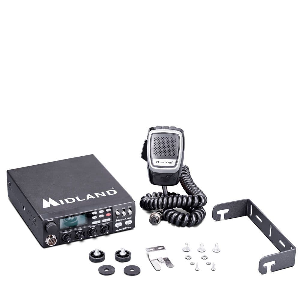MIDLAND ALAN 48 PRO CB Radio 12/24V z automatycznym SQ, płynnym RF Gain, Mic-Gain, ANL, DualWatch