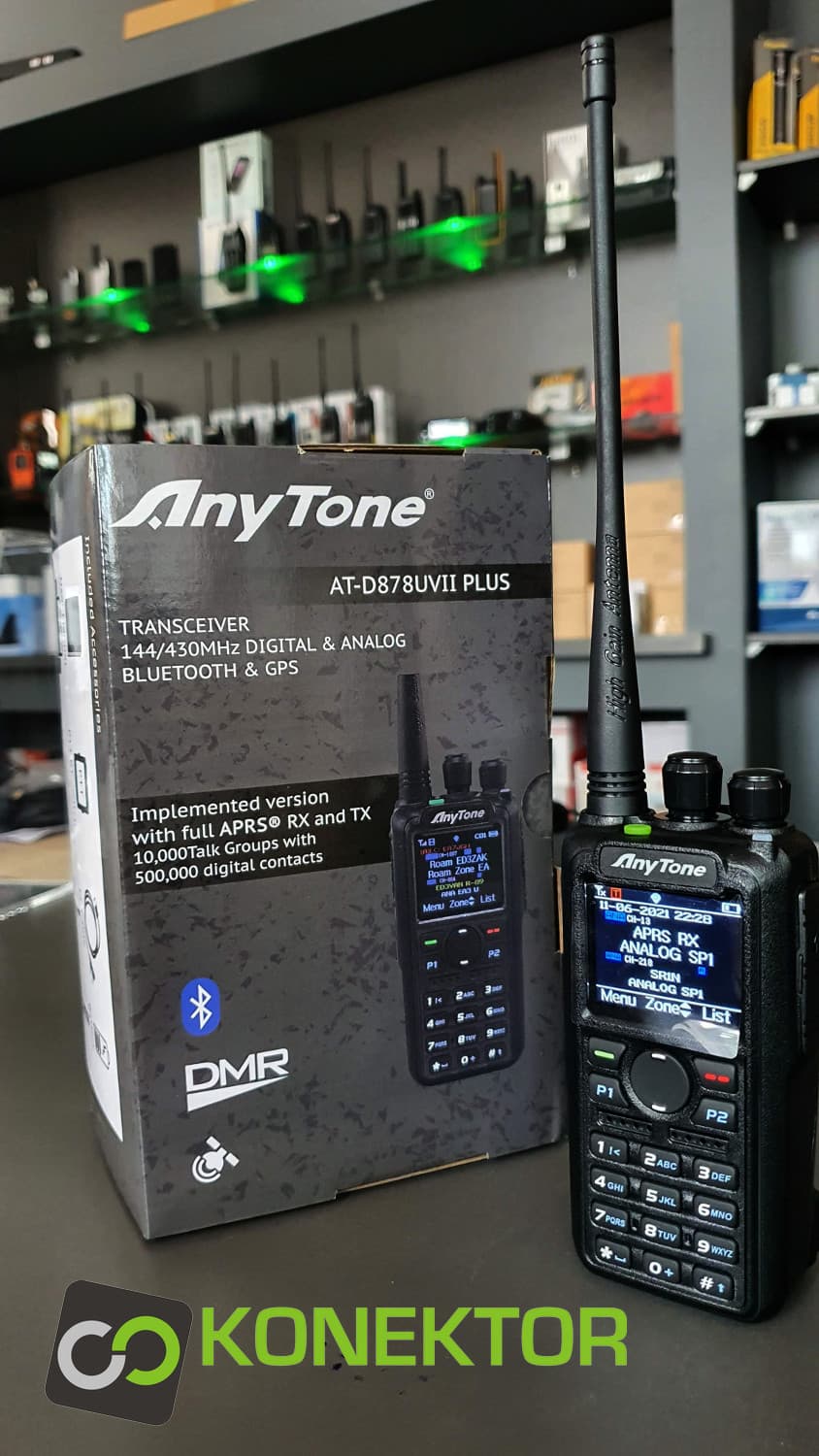 AnyTone AT-D878 UVII PLUS USB-C przycisk BT + GPS ręczny radiotelefon cyfrowy/analogowy DMR wersja EXPORT VHF/UHF APRS (136-174MHz, 400-480MHz) POLSKA INSTRUKCJA