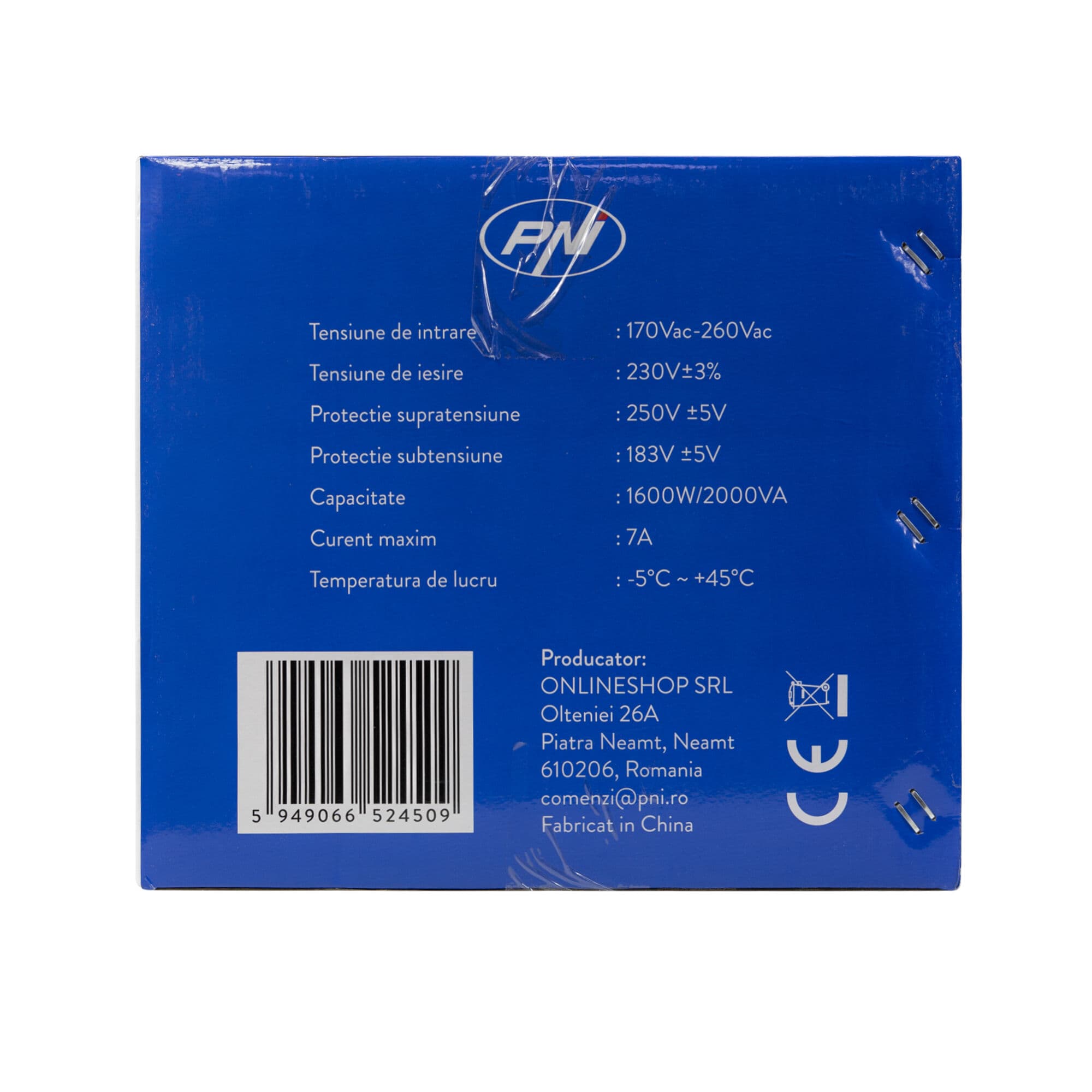PNI SVM2000VA stabilizator napięcia AVR 2000VA / 1600W, 170÷260V / 230V, precyzja 3% serwo, czysty SINUS - np. do agregatu, pompy, pieca CO, serwera