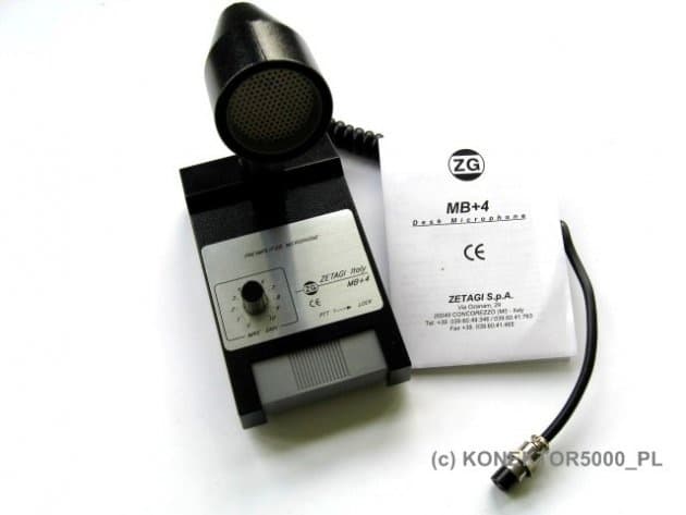 ZETAGI MB+4 mikrofon stołowy do CB radia, regulacja wzmocnienia, produkcja włoska