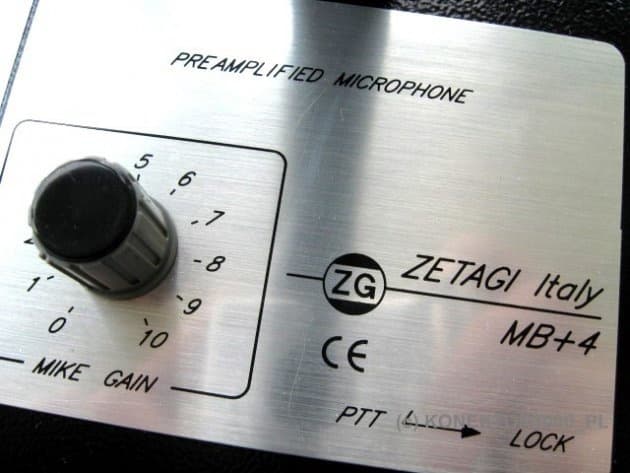 ZETAGI MB+4 mikrofon stołowy do CB radia, regulacja wzmocnienia, produkcja włoska