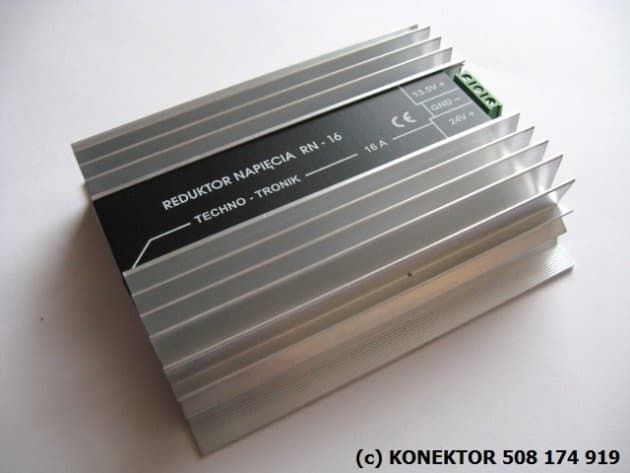 TECHNO-TRONIK RN-16 REDUKTOR NAPIĘCIA 24V/12V 16A przetwornica napięcia np. do CB radio, NAVI, radio samochodowe