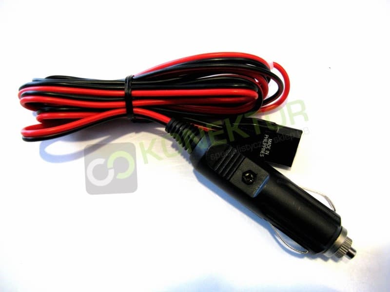 Kabel zasilający 3-pin (produkcja Filipiny) + zalutowany wtyk do zapalniczki