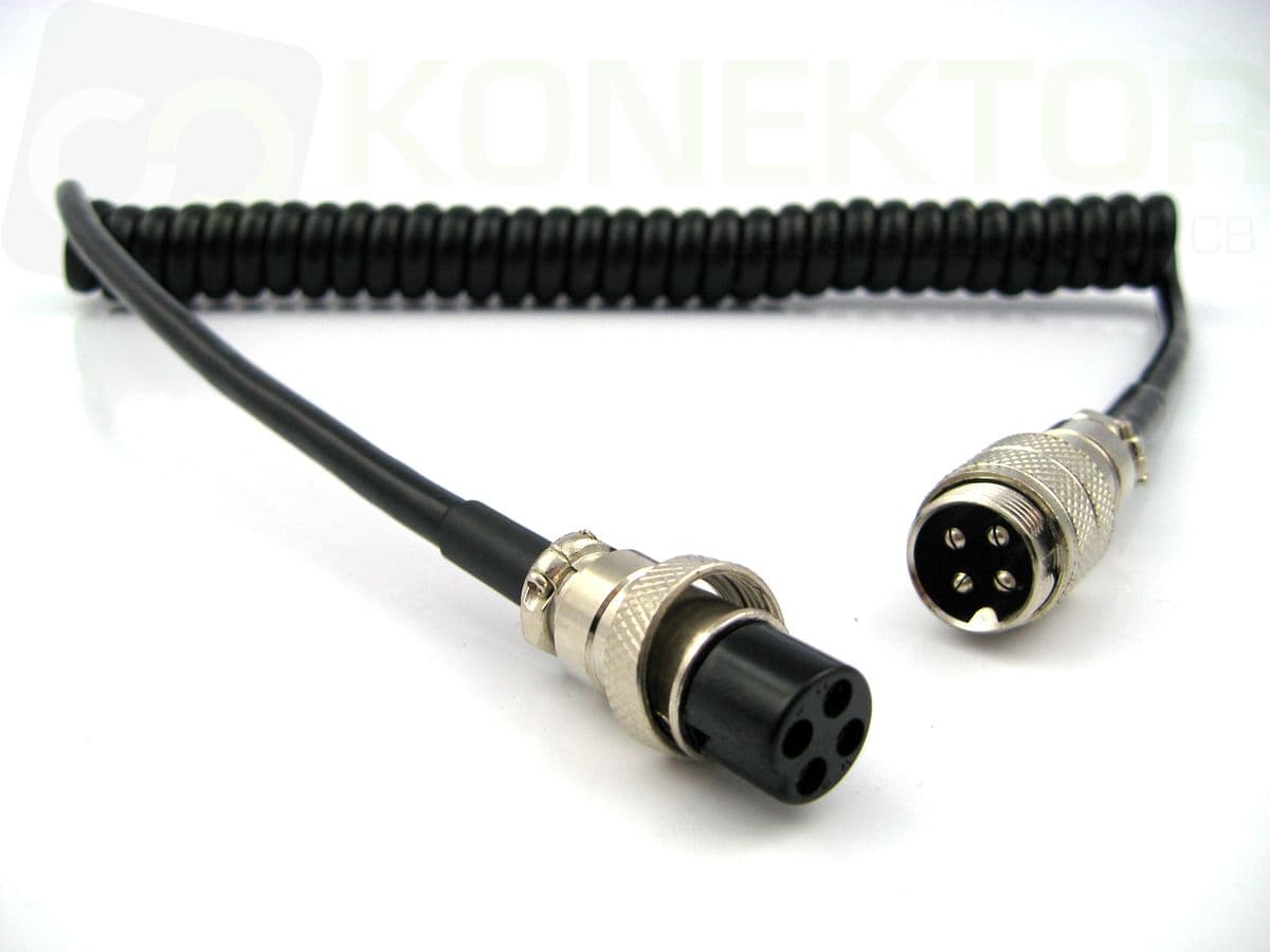 Przedłużka mikrofonowa spiralna 4-PIN (wtyk prosty, 1,50 m długości) Uniden, President