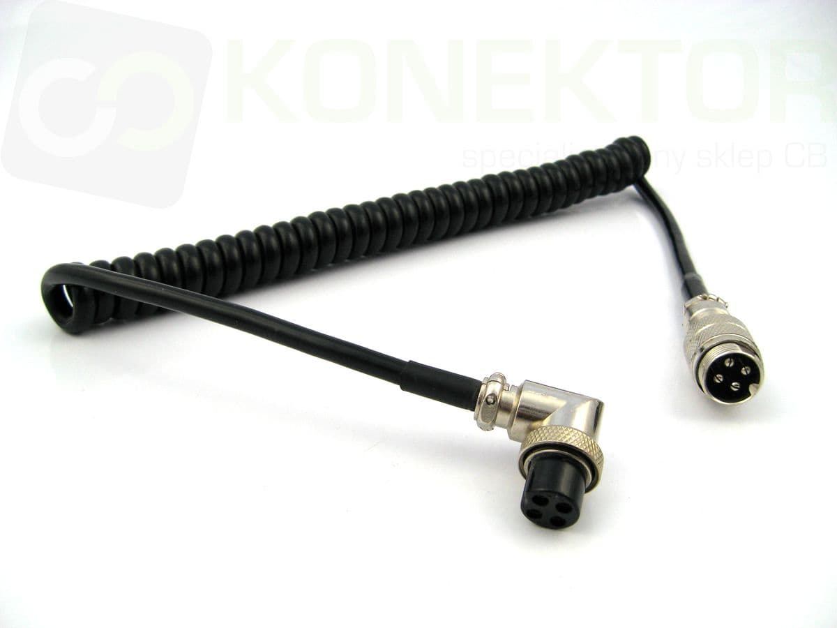 Przedłużka mikrofonowa spiralna 4-PIN (wtyk kątowy, 1,50 m długości) Uniden, President