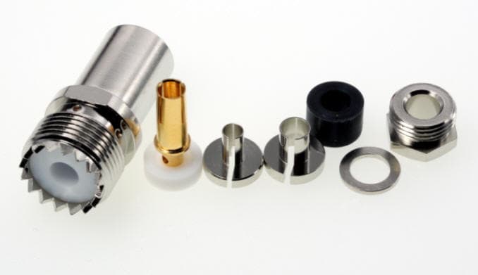 Gniazdo UHF skręcane (do wtyku UC-1) na kabel RG-58, H-155, RF-5 itp. (gniazdo SO-239 na przewód) PTFE/GOLD # KONEKTOR PRO #