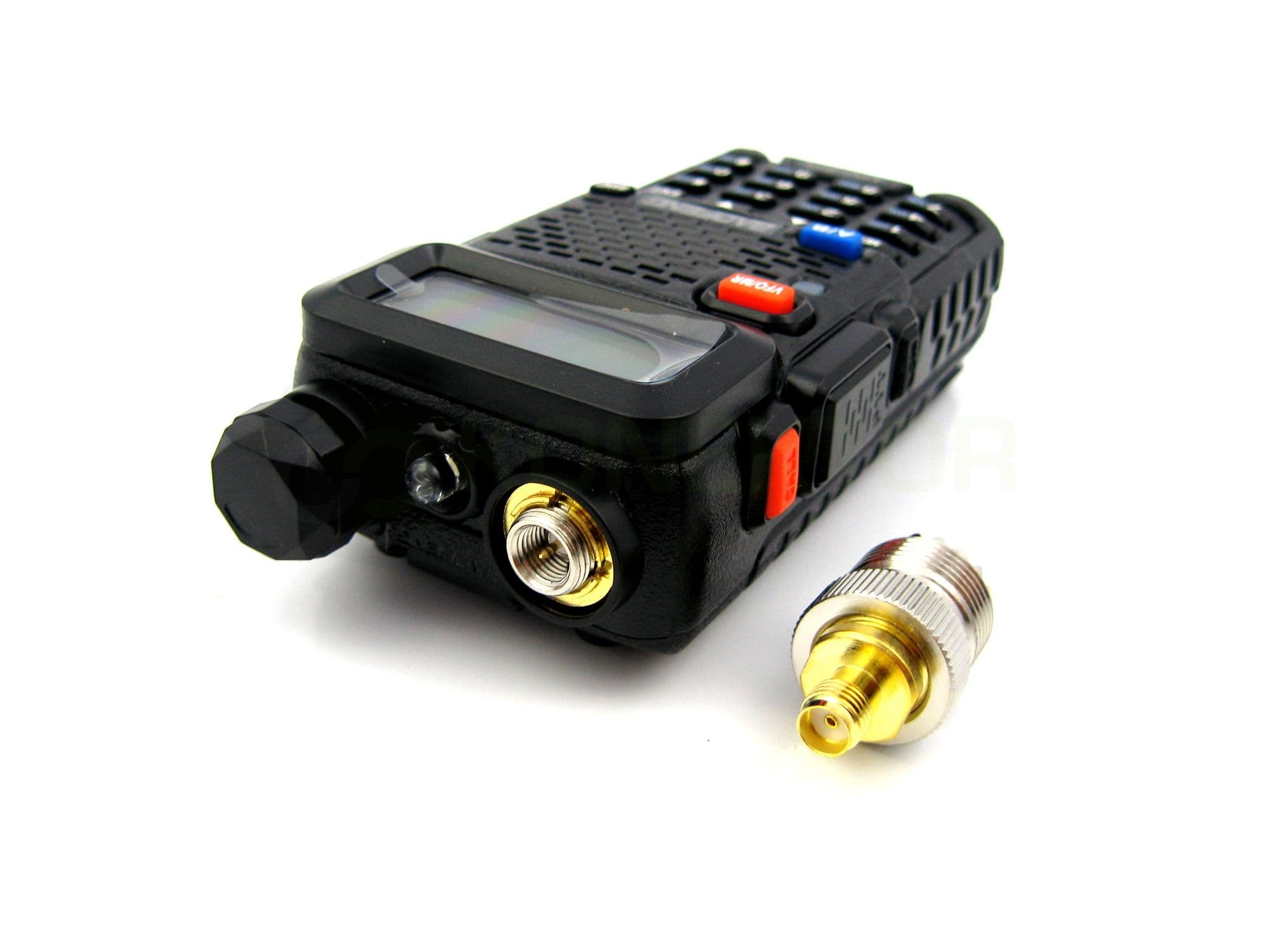 Adapter przejściówka SMA-F (żeńskie) / UC-1 do Baofeng UV-5R, UV-82 - RADIORA PTFE/Gold