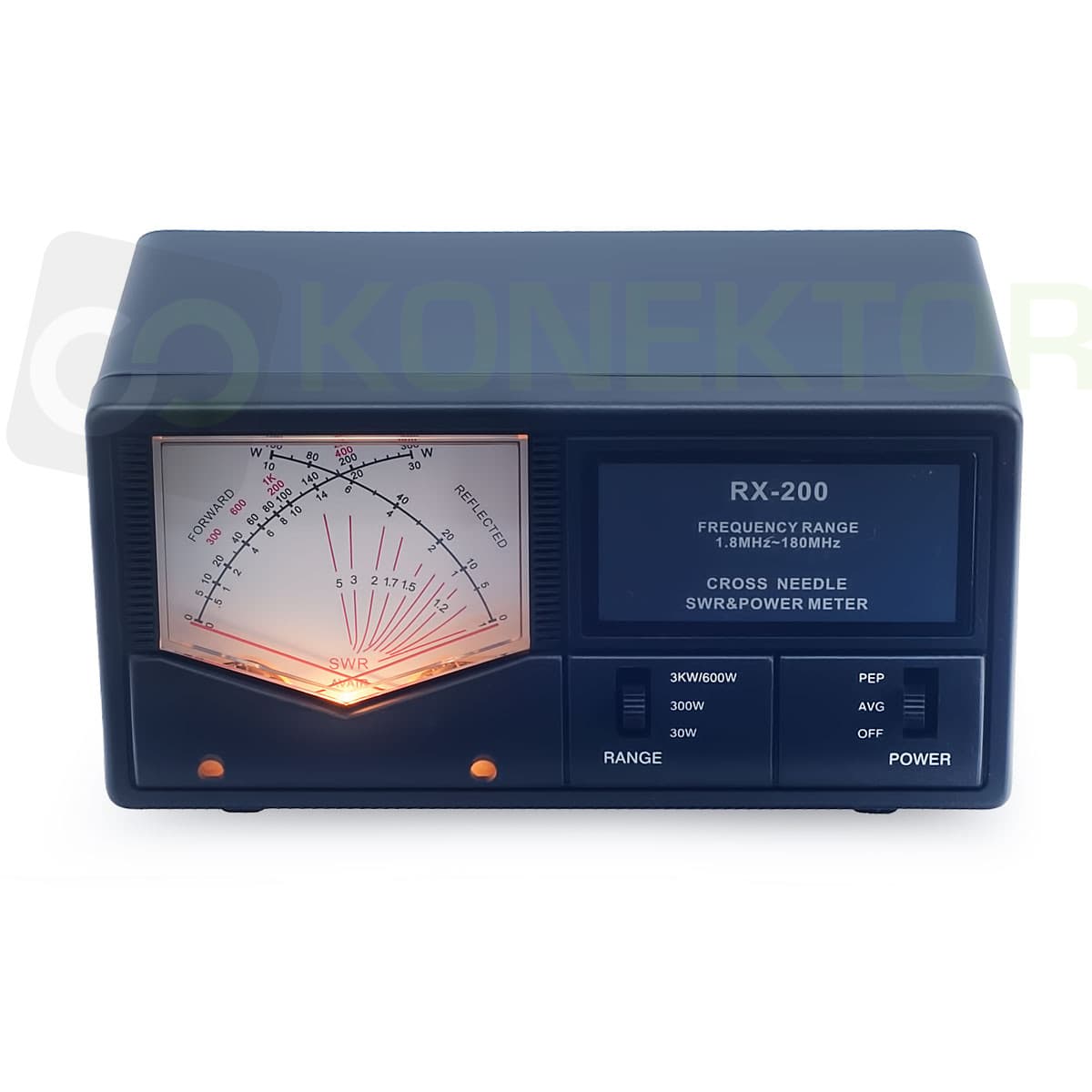 MAAS RX-200 reflektometr krzyżowy 1.8-200 MHz CB/HF/VHF - pomiar SWR/POWER, podświetlana skala