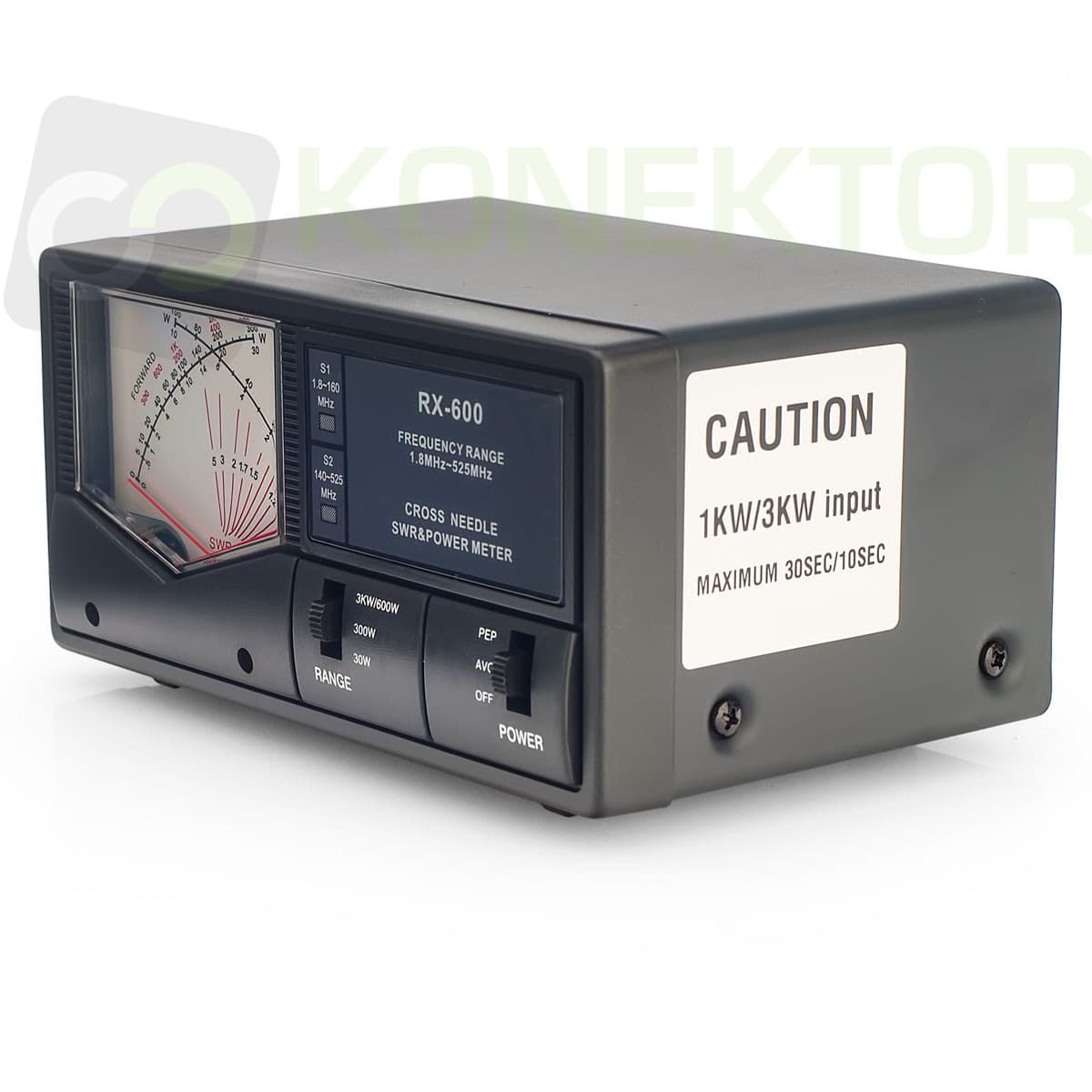 MAAS RX-600 reflektometr krzyżowy 1.8-525 MHz CB/HF/VHF/UHF - pomiar SWR/POWER, podświetlana skala