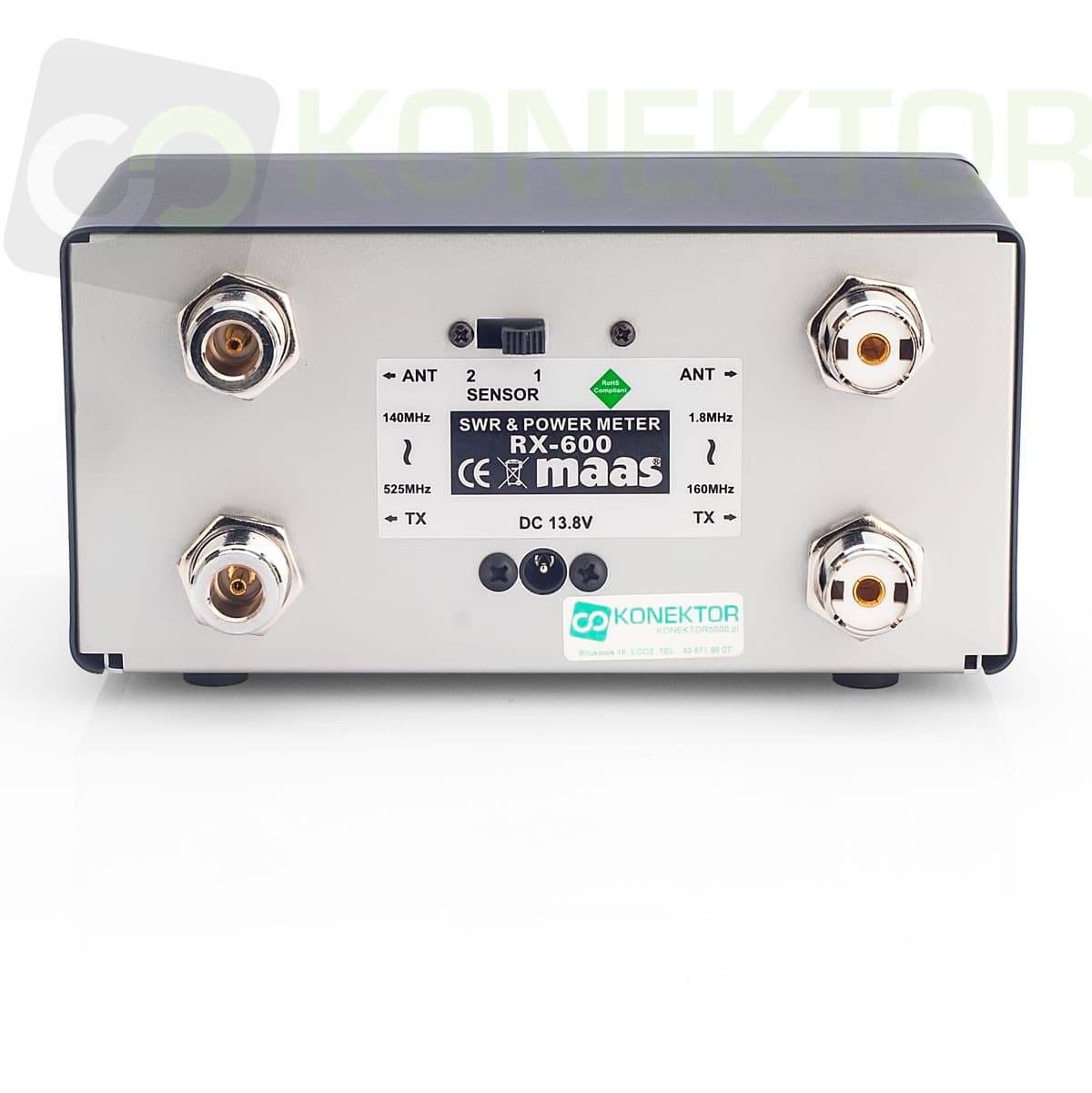 MAAS RX-600 reflektometr krzyżowy 1.8-525 MHz CB/HF/VHF/UHF - pomiar SWR/POWER, podświetlana skala