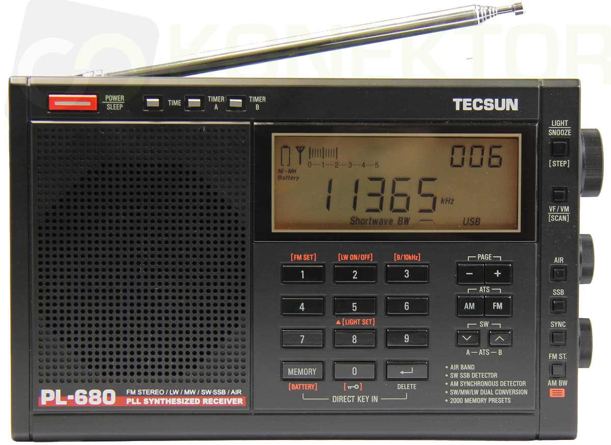 TECSUN PL-680 odbiornik globalny z SSB, podwójna przemiana - FM Stereo/MW/LW/SW, AIRBAND, odsłuch CB/KF