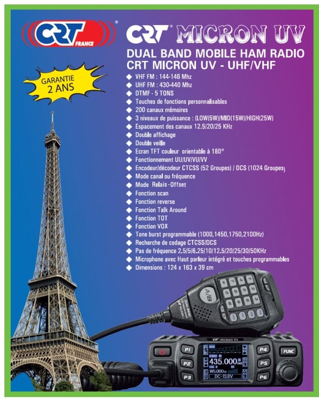 CRT MICRON UV VOX EXPORT nowoczesny kompaktowy radiotelefon 25W VHF/UHF (136-174MHz, 400-490MHz) Micron UV-2