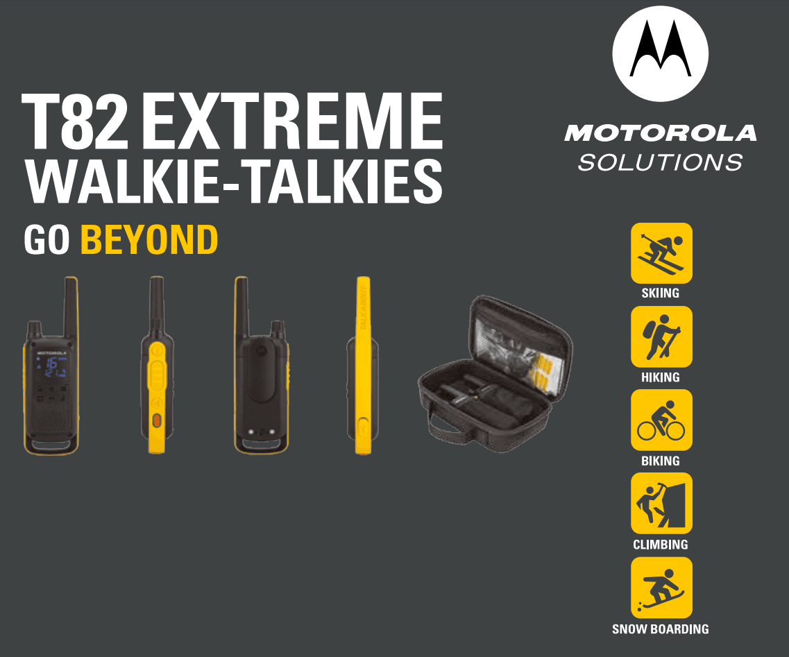 MOTOROLA T82 TALKABOUT EXTREME IPX4 TWINPACK zestaw walizka [2szt.] krótkofalówki PMR 16 kanałów bez zezwoleń  POLSKA DYSTRYBUCJA