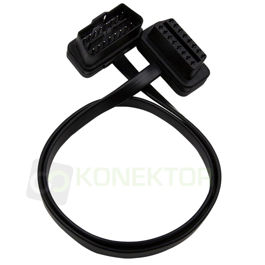 Przedłużacz OBD-II 55cm gniazdo/wtyk OBD-2 16-pin PŁASKI KABEL np. do interfejsów diagnostycznych (przedłużka kabel ELM 327) - Łódź, Zbąszyńska 2