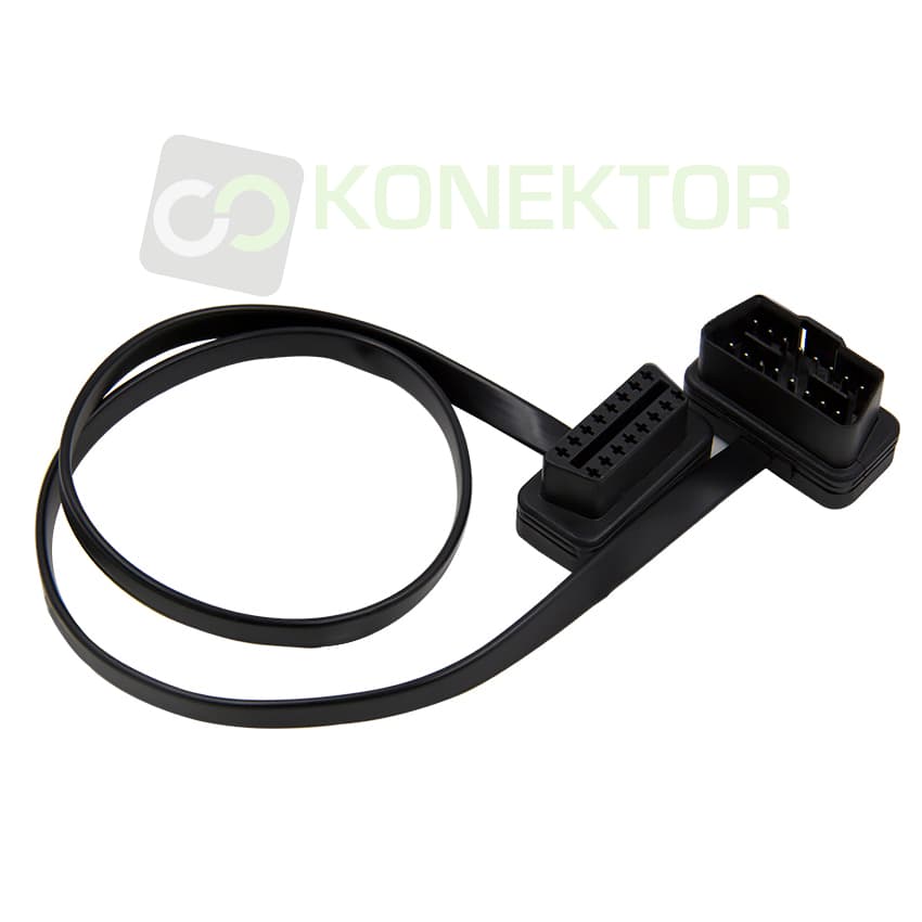 Przedłużacz OBD-II 55cm gniazdo/wtyk OBD-2 16-pin PŁASKI KABEL np. do interfejsów diagnostycznych (przedłużka kabel ELM 327) - Łódź, Zbąszyńska 2