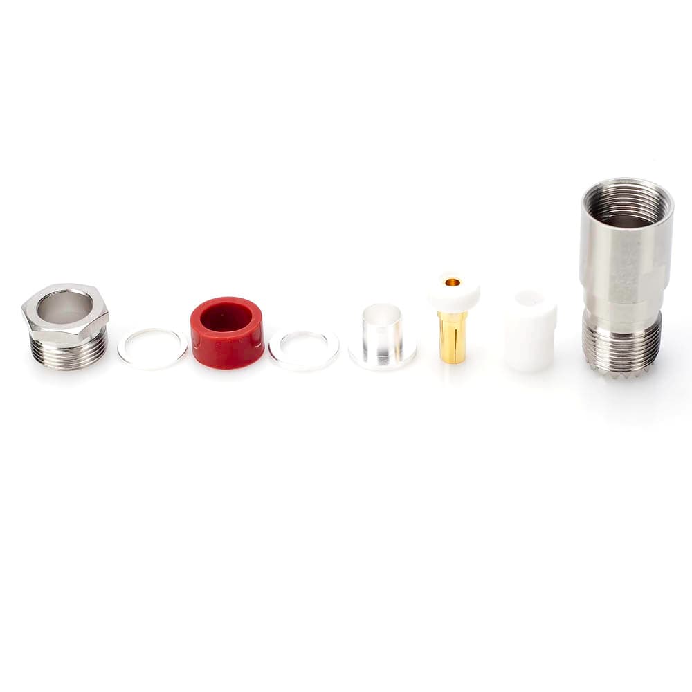 Gniazdo UHF skręcane na kabel RG-213, RF-10, H-1000 itp. (gniazdo SO-239 na przewód, do wtyku UC-1) PTFE/GOLD RADIORA