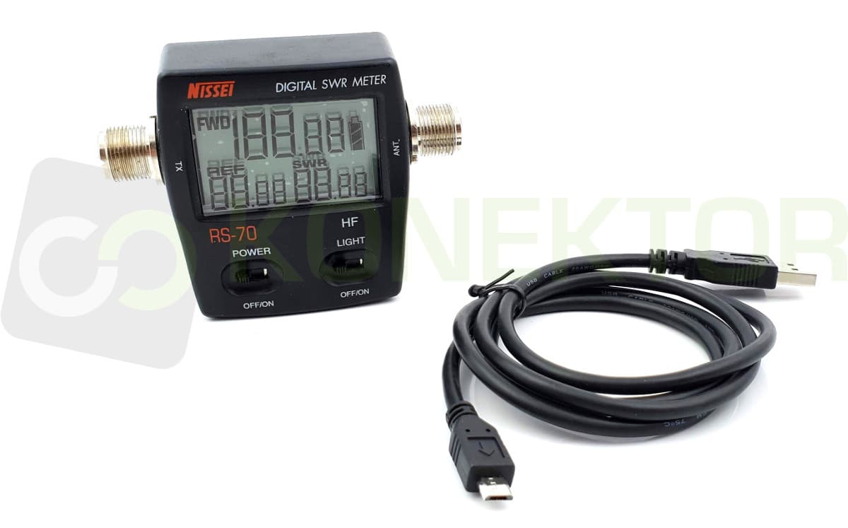 NISSEI RS-70 CYFROWY REFLEKTOMETR 1.6-60 MHz - pomiar SWR/POWER miernik POLSKA INSTRUKCJA