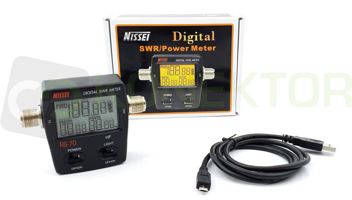 NISSEI RS-70 CYFROWY REFLEKTOMETR 1.6-60 MHz - pomiar SWR/POWER miernik POLSKA INSTRUKCJA