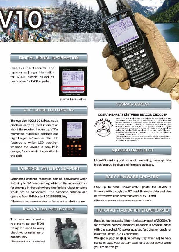 AOR AR-DV10 cyfrowy skaner szerokopasmowy 100kHz-1.3GHz (odbiornik szerokopasmowy AOR AR DV 10)
