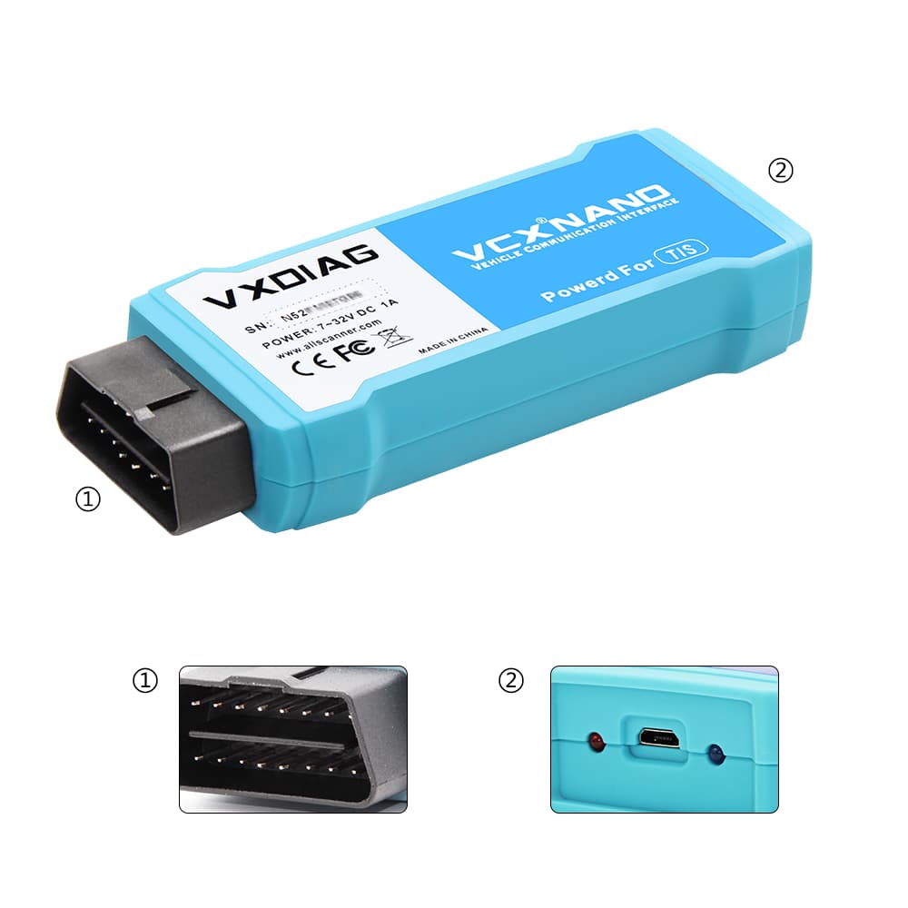 VXDIAG NANO TOYOTA LEXUS do TIS Techstream - interfejs diagnostyczny OBD-2 / głowica wersja z kablem USB - 100% legalny