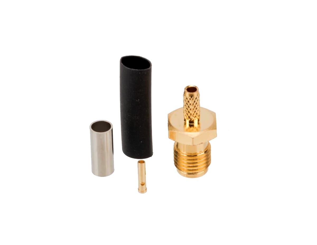 Gniazdo SMA zaciskane na kabel RG-174 PTFE/Gold RADIORA (złącze SMA żeńskie do montażu na przewód)