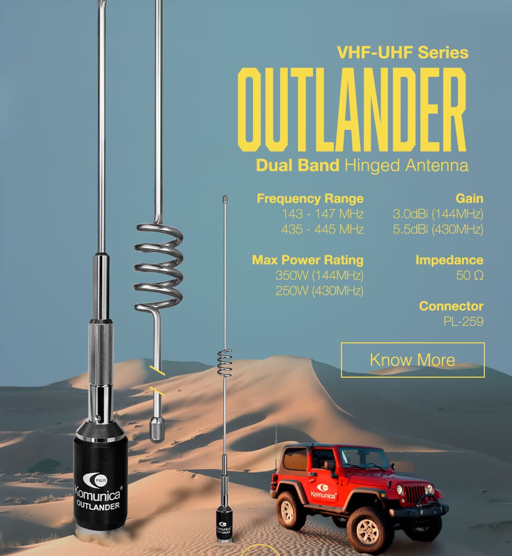 KOMUNICA OUTLANDER superwytrzymała antena VHF/UHF długość 90cm np. do OFF-ROAD