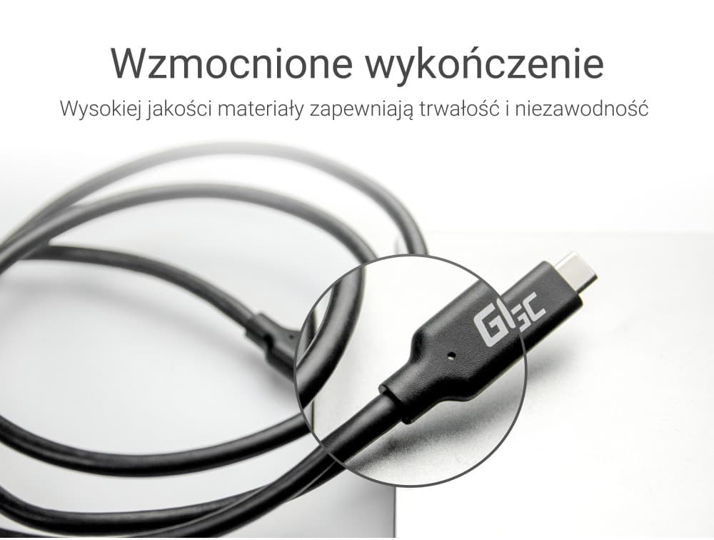 Kabel przewód zasilający USB-C 3.1 100cm Power Delivery 100W 10Gbps SUPERJAKOŚĆ Green Cell KAB38