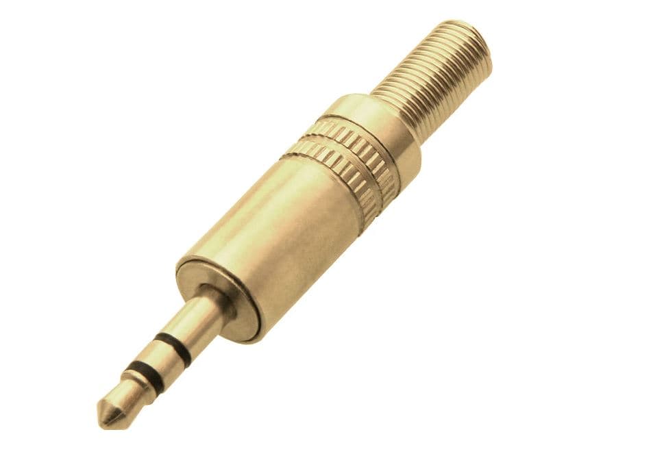 Wtyk jack stereo 3.5mm mini metalowy złocony, ze sprężyną