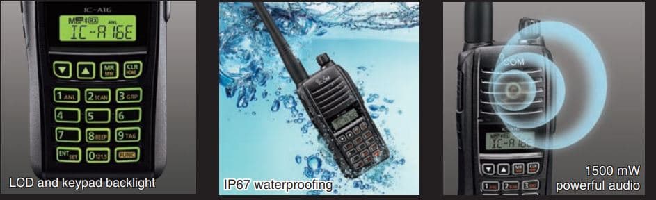 Icom IC-A16E BT radiotelefon lotniczy ręczny 8.33/25kHz, IP 67, moduł bluetooth, moc 6W Made in Japan (Icom IC-A16E Bluetooth)