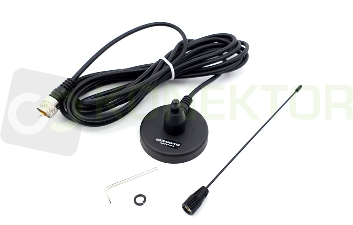 Diamond MC-201 DYSKRETNA antena UHF 340~520MHz długość 16-23cm, podstawa magnetyczna z kablem 4m