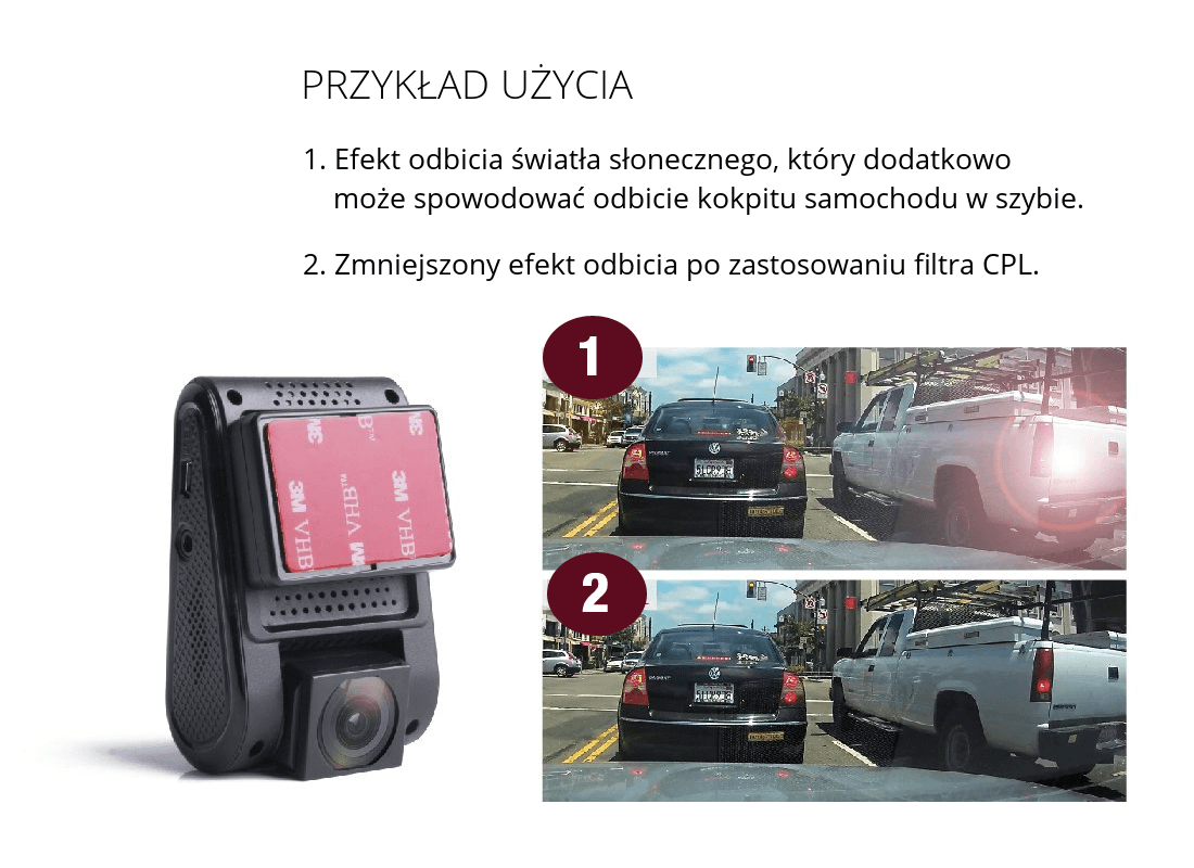 Filtr polaryzacyjny CPL do kamer Viofo A119, A119-G, A119S, A119S-G, A119PRO, A119PRO-G, A129