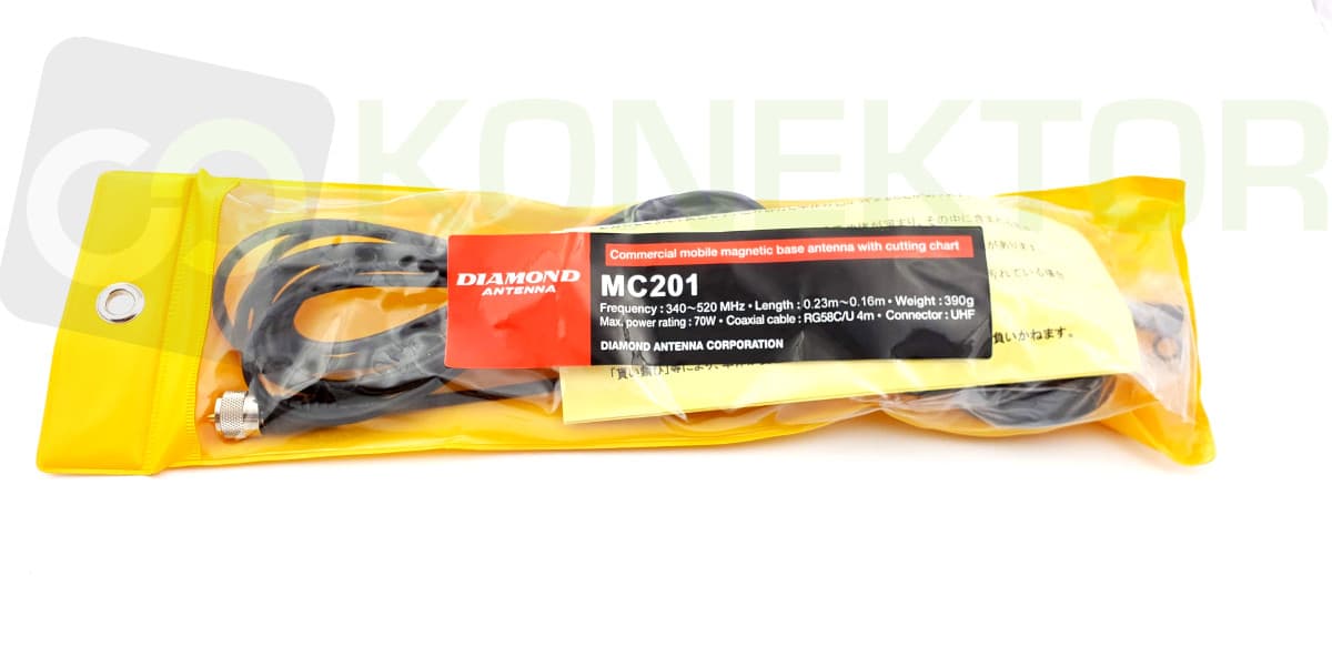 Diamond MC-201 DYSKRETNA antena UHF 340~520MHz długość 16-23cm, podstawa magnetyczna z kablem 4m