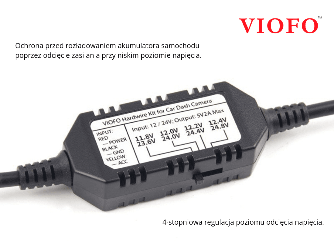VIOFO HK3 ACC zaawansowany moduł zasilania kamery samochodowej (z zapłonem) - adapter 12/24V do trybu parkingowego