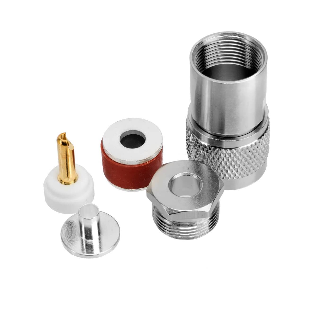 Wtyk UC-1 skręcany PL-259/6 PTFE/Gold RADIORA - złącze klampowane na przewód np. RG-58, RF-5, H-155, HyperFlex 5 itp.