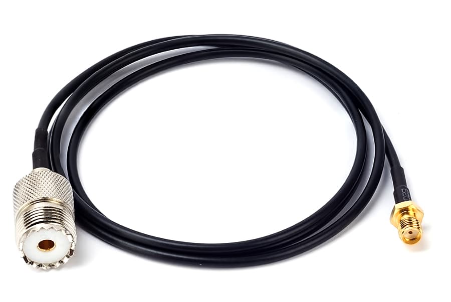 Adapter na kablu 50cm przejściówka SMA-F (żeńskie) / UHF do UC-1 np. do Baofeng UV-5R, UV-82 - RADIORA PTFE/Gold