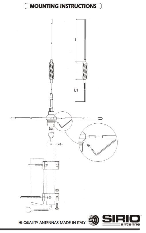 Sirio GP 365-470 C antena bazowa UHF 365-470MHz 1/4 + 1/2 fali długość 99cm (aluminiowa)