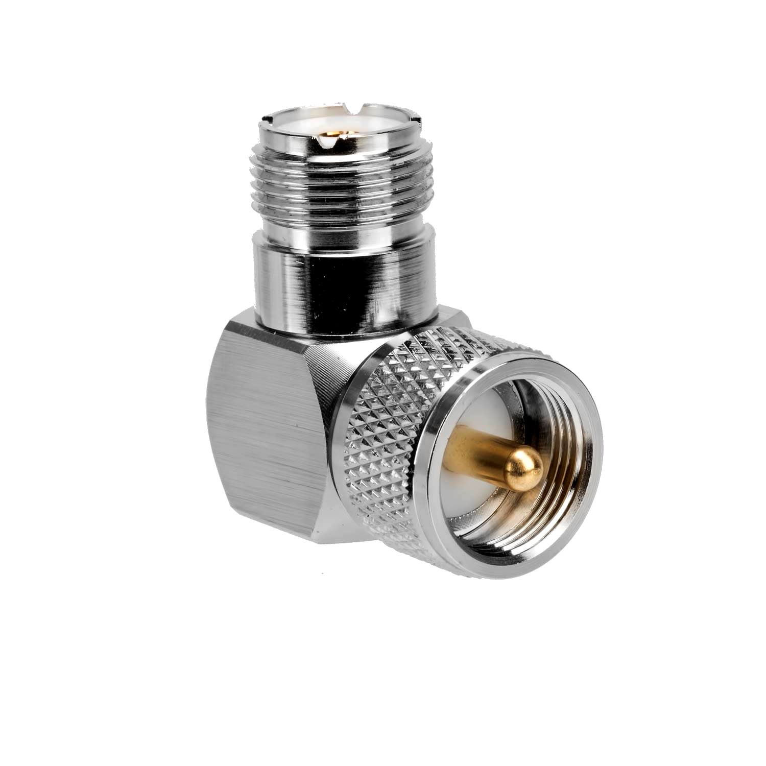 Przejściówka kątowa do gniazda UHF (do wtyków UC-1) PTFE/GOLD # KONEKTOR PRO #