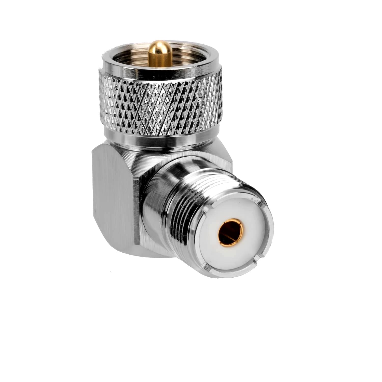 Przejściówka kątowa do gniazda UHF (do wtyków UC-1) PTFE/GOLD # KONEKTOR PRO #