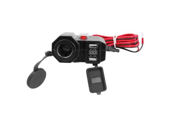 Ładowarka wodoszczelna 2x USB 5V + 12V np. do motocykl, quad