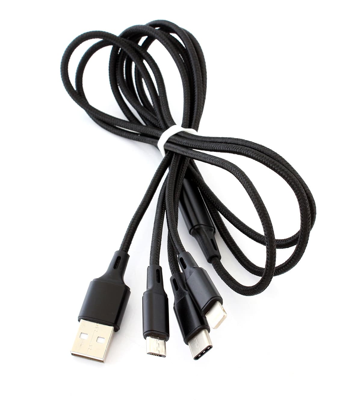 Kabel przewód zasilający USB 3w1 120cm (USB-C, Apple Lightning, microUSB) wsparcie QuickCharge 2.0