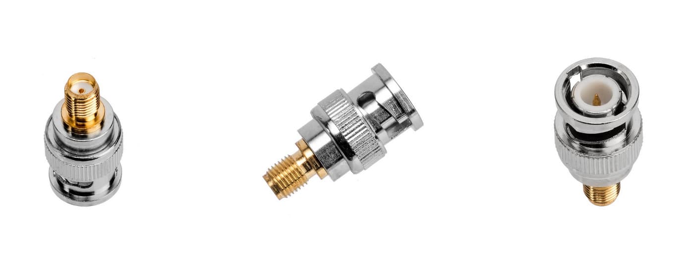 Adapter przejściówka BNC męskie - SMA-F (żeńskie) PTFE/Gold RADIORA np. skaner Uniden / antena od Baofeng UV-5R, UV-82 itp.