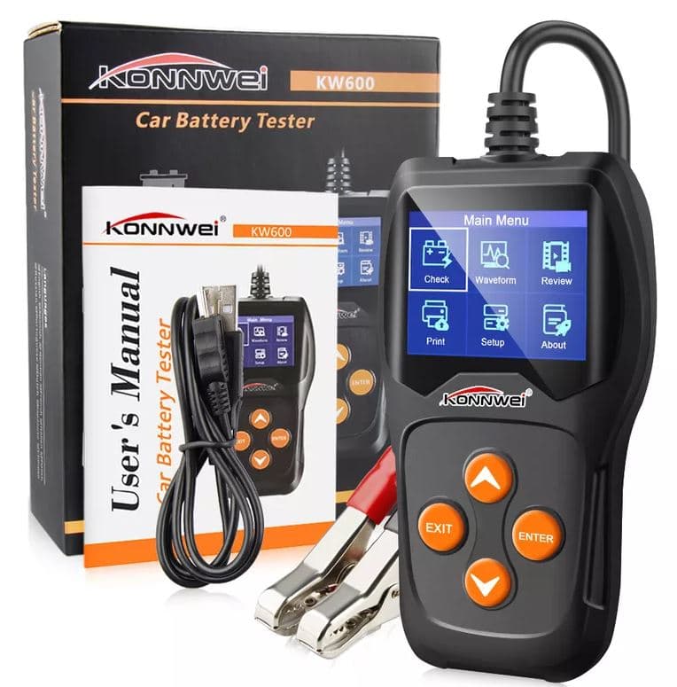 Tester akumulatora / baterii 12V KONNWEI KW-600 - test ładowania, pod obciążeniem, żywotności itd. POLSKIE MENU