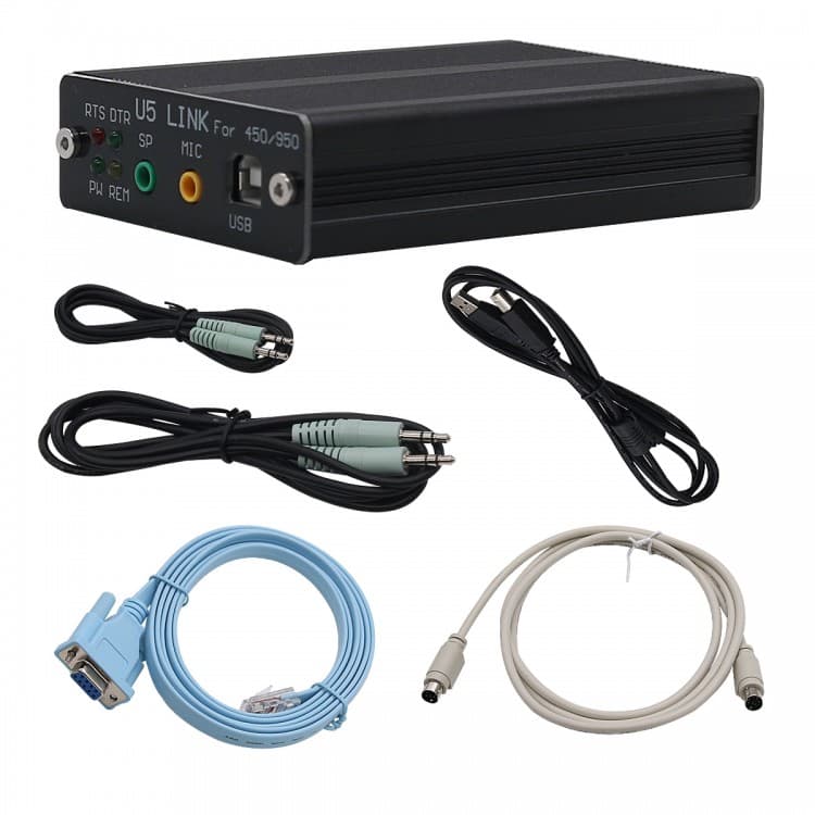 U5 LINK modem DIGI interfejs emisji cyfrowych oraz CW do YAESU FT-450D, FT-950D, DX-1200, FT-991, Kenwood TS-480 - 5 kabli w zestawie