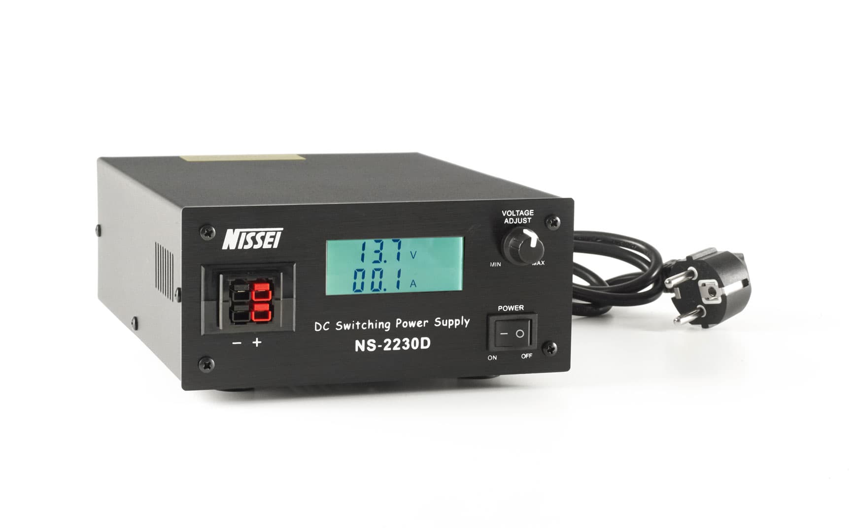 Nissei NS-2230-D kompaktowy zasilacz impulsowy 30A cyfrowy wskaźnik V/A, regulacja napięcia 9-15V, solidna obudowa