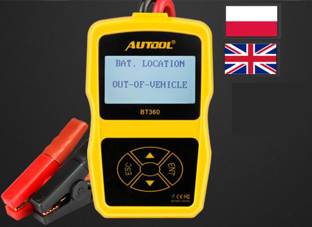Tester akumulatora / baterii 12V AUTOOL BT-360 - test ładowania, pod obciążeniem, żywotności itd. POLSKIE MENU