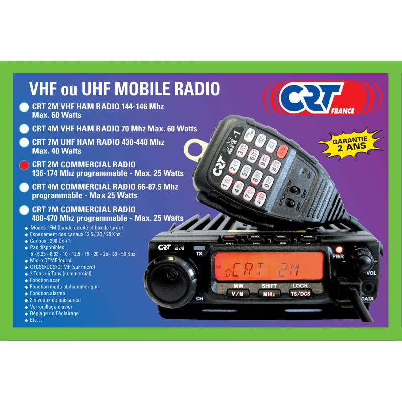 CRT 2M radiotelefon przewoźno-bazowy 136-174MHz o mocy 25W (także pasmo 2m)