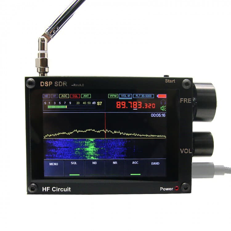 DSP SDR odbiornik eksperymentalny 50kHz-2GHz AM/FM/USB/LSB, RF Gain, SQ, NB, AGC, wyświetlacz dotykowy 3.5"
