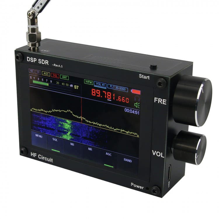DSP SDR odbiornik eksperymentalny 50kHz-2GHz AM/FM/USB/LSB, RF Gain, SQ, NB, AGC, wyświetlacz dotykowy 3.5"